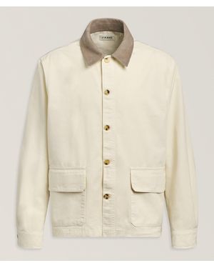 FRAME Suede-Collar Cotton Canvas Jacket - Natural