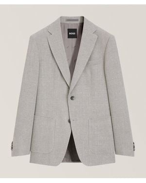 BOSS Hutson Slim-Fit Wool-Blend Sport Jacket - Grey