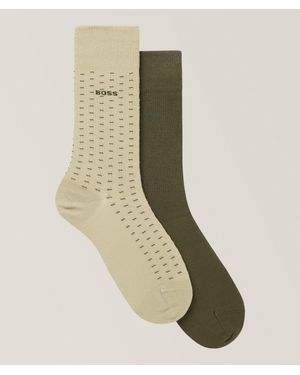BOSS 2-Pack Cotton-Blend Socks - Natural