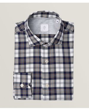 Eleventy Plaid Cotton Sport Shirt - Blue