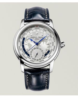 Frederique Constant Manufacture Classic Worldtimer Leather Watch - Metallic