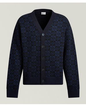 KENZO Gram Jacquard Cotton-Blend Cardigan - Blue
