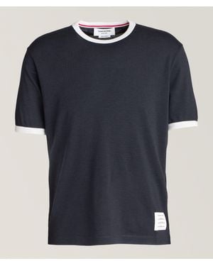 Thom Browne Ringer Stretch Wool Jersey T-Shirt - Blue