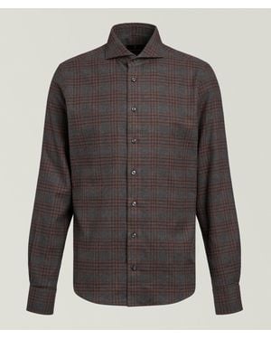 Emanuel Berg Check Flannel Twill Sartorial Shirt - Grey