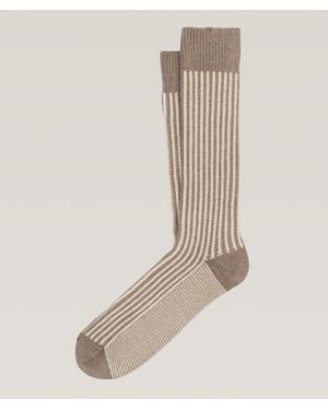 ANT45 Capri Two-Tone Cotton Socks - Natural