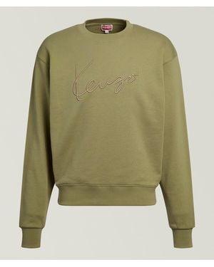 KENZO Embroidered Signature Cotton Sweatshirt - Green