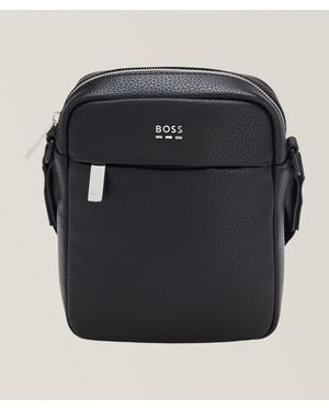 BOSS Ray Faux Leather Reporter Bag - Black
