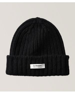 Le Bonnet Le Logo Wool-Angora Ribbed Beanie - Black