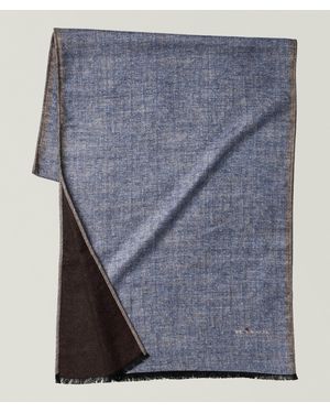 Kiton Polka Dot Brushed Silk Scarf - Blue