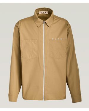 Marni Cotton Poplin Zip-Up Overshirt - Natural