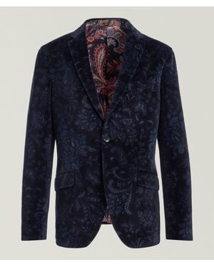 Etro Jacquard Foliage Cotton-Blend Sport Jacket - Blue