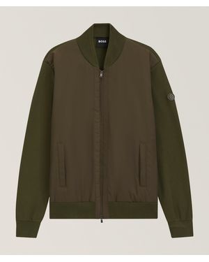 BOSS Levaio Cotton-Knit Hybrid Bomber - Green