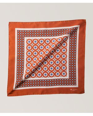 Kiton Medallion Cotton-Silk Pocket Square - Red