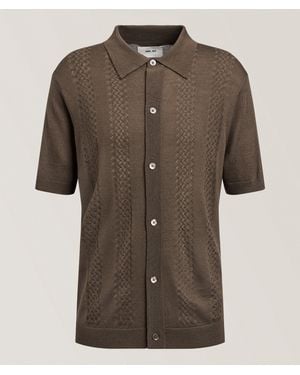 NN07 Thor Pointelle Knitted Cardigan - Brown