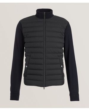 Herno Hybrid Quilt Wool-Silk Sweater - Blue
