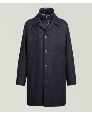 Herno Removable-Bib Check Wool Coat - Blue