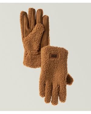 UGG Fluff Plush Fleece Gloves - Brown