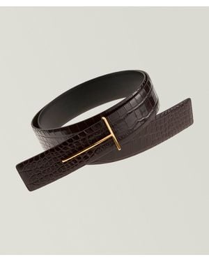 Tom Ford Croc-Printed Leather Belt - Brown