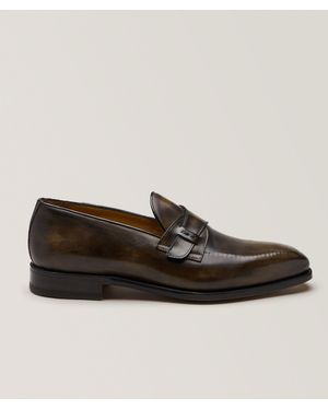 Bontoni Riviera Reverse Stitch Leather Penny Loafers - Brown