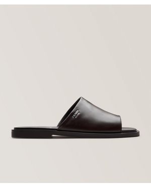 Prada Leather Slide Sandals - Brown