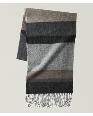 Harry Rosen Horizontal Stripe Cashmere Scarf - Grey