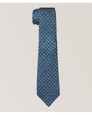 Kiton Circle-Print Silk Tie - Blue