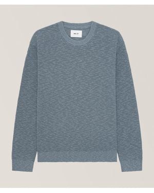 NN07 Russell Organic Cotton Bouclã Crewneck - Blue
