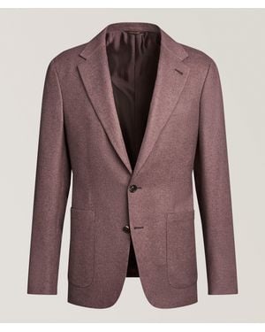 Canali Kei Silk-Cashmere Flannel Sport Jacket - Purple
