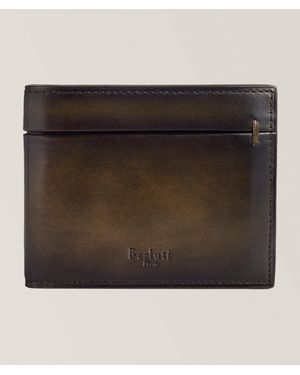 Berluti Venezia Leather Stitched Bifold Wallet - Black
