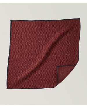 Brunello Cucinelli Chevron Silk Pocket Square - Red