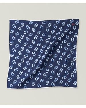 Isaia Circle Link Silk Pocket Square - Blue