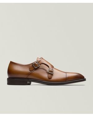 BOSS Derrek Leather Monk Strap Dress Shoes - Brown
