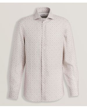 Brunello Cucinelli Easy-Fit Geo Linen Shirt - Natural