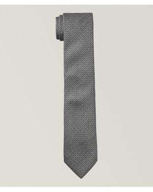 Canali Micro-Pattern Silk-Cotton Tie - Grey
