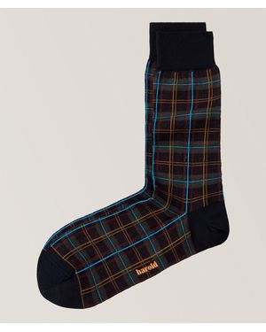 Harold Tartan Cotton-Blend Socks - Black