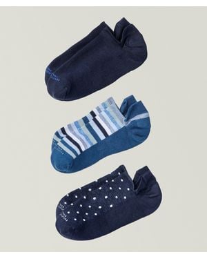 Marcoliani Three-Pack Invisible Sneaker Socks - Blue