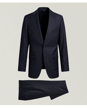 Harold Regular-Fit Shadow Plaid Wool Suit - Blue
