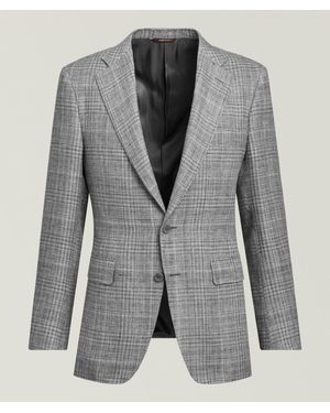 Canali Capri Check Linen-Wool Sport Jacket - Grey