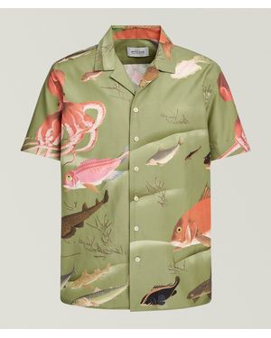 Outclass Fish-Print Cotton-Blend Camp Shirt - Green