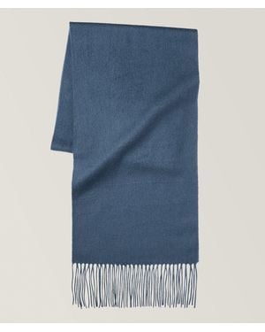 Harry Rosen Solid Cashmere Fringed Scarf - Blue