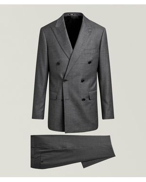 Harold Regular-Fit Double-Breasted Flannel Wool Suit - Grey