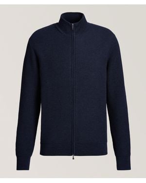 Gran Sasso Wool Stitch Zipper Cardigan - Blue
