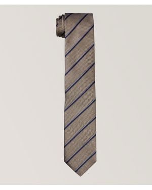 Canali Striped Silk Tie - Grey