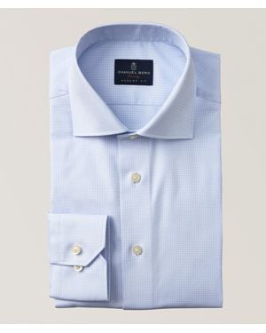 Emanuel Berg Rialto Check Yoga Twill Dress Shirt - Blue