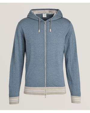 Eleventy Banded Stripe Hooded Sweater - Blue