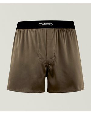 Tom Ford Stretch-Silk Boxer - Green