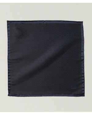 Brioni Herringbone Silk Pocket Square - Black