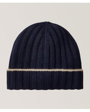 Brunello Cucinelli Contrast Tipped Cashmere Beanie - Blue