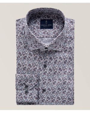 Emanuel Berg Paisely Stretch Poplin Dress Shirt - Blue