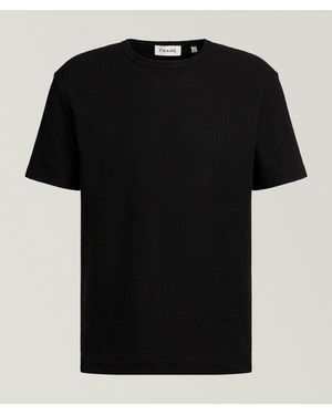 FRAME Jacquard Striped Cotton T-Shirt - Black